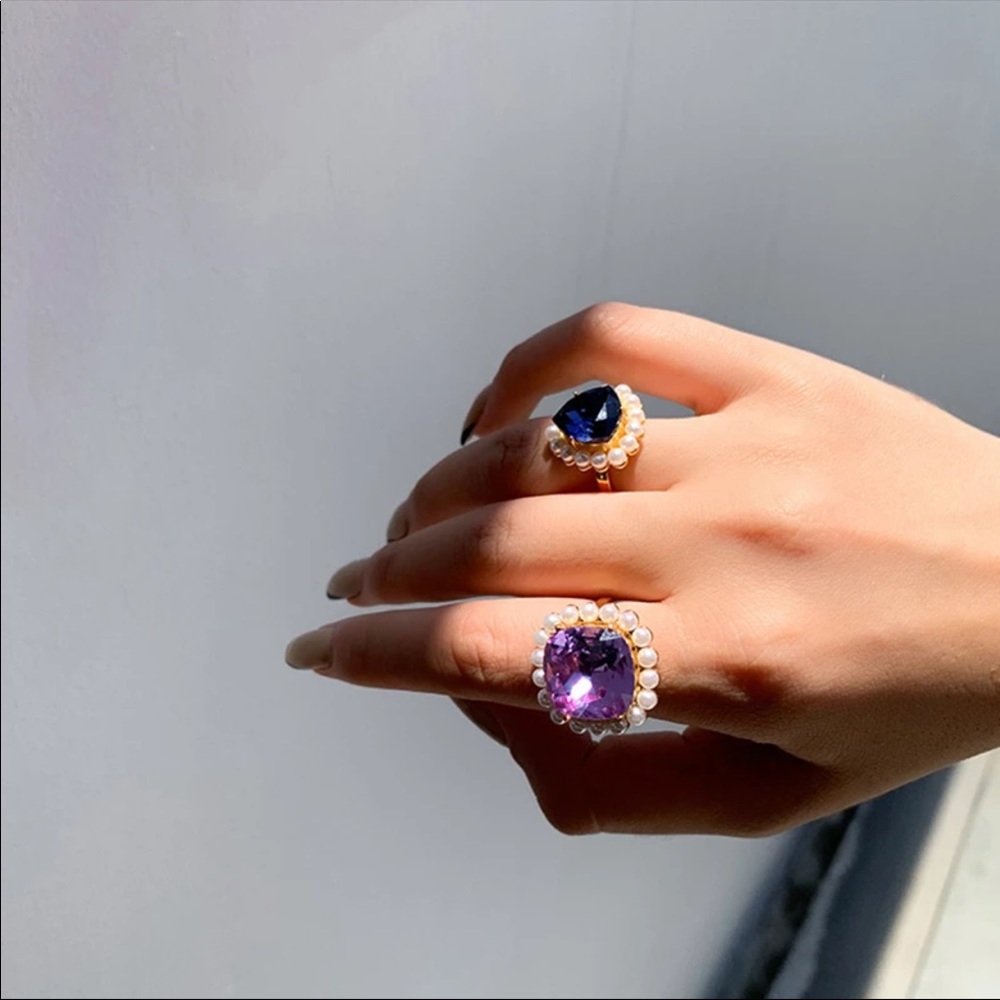 Purple pearl fashion ring - Picture 3 of 4